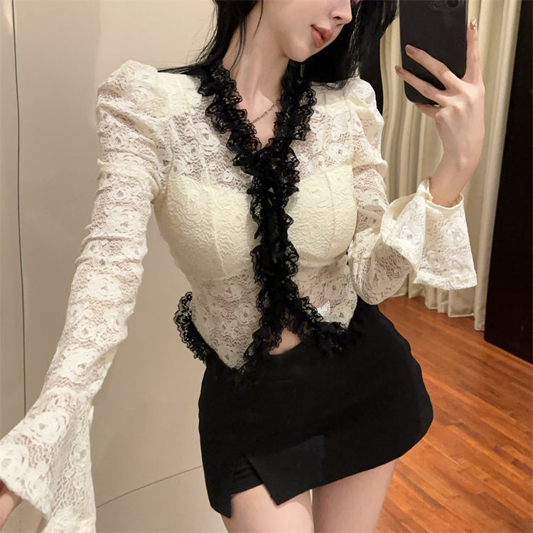 【tops】レースフレアスリーブTシャツG24220