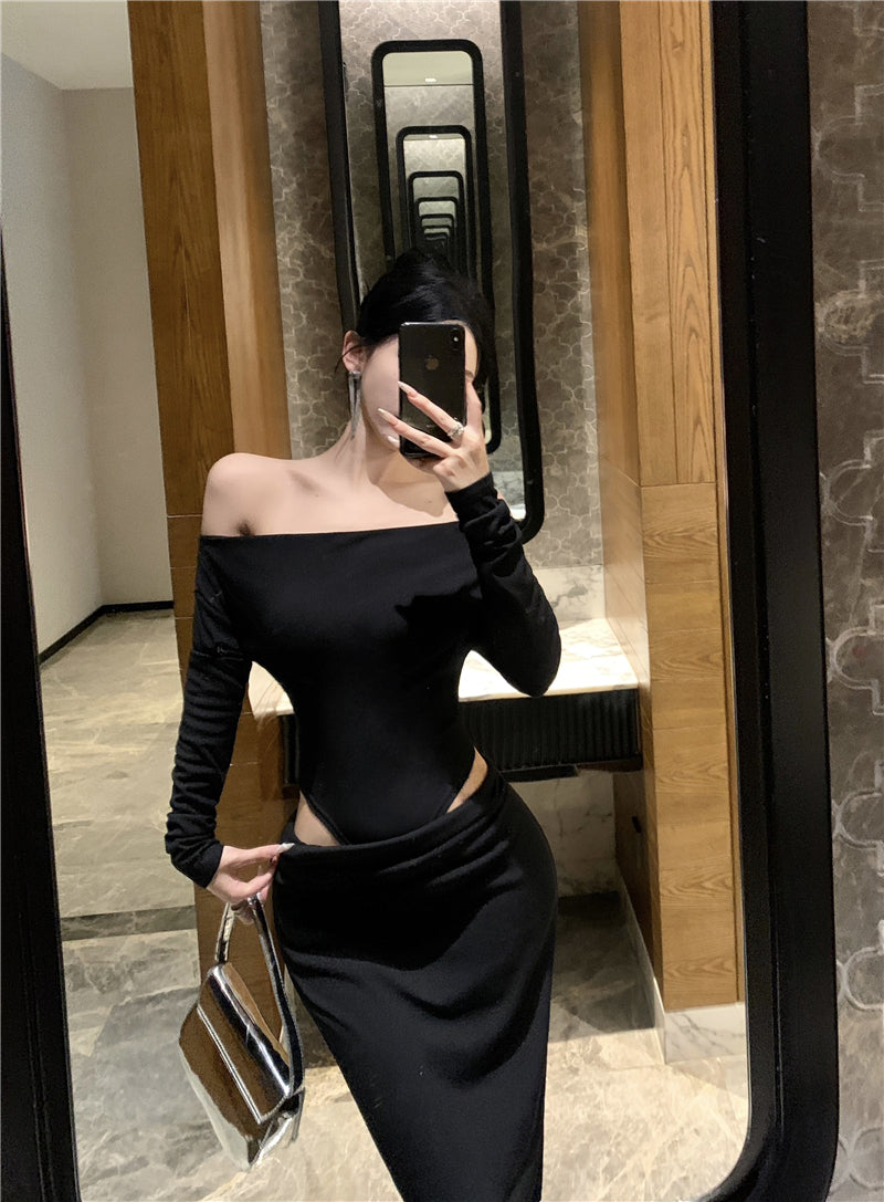 【dress】オフショルダー長袖ワンピースG24225