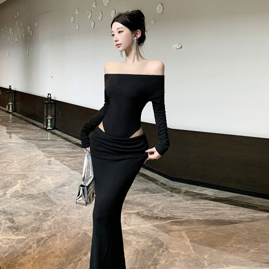 【dress】オフショルダー長袖ワンピースG24225