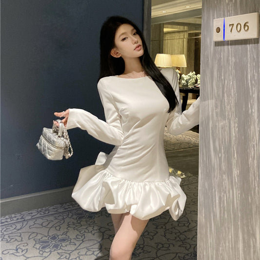 【dress】フランス風秋冬ギャザーワンピースG24226