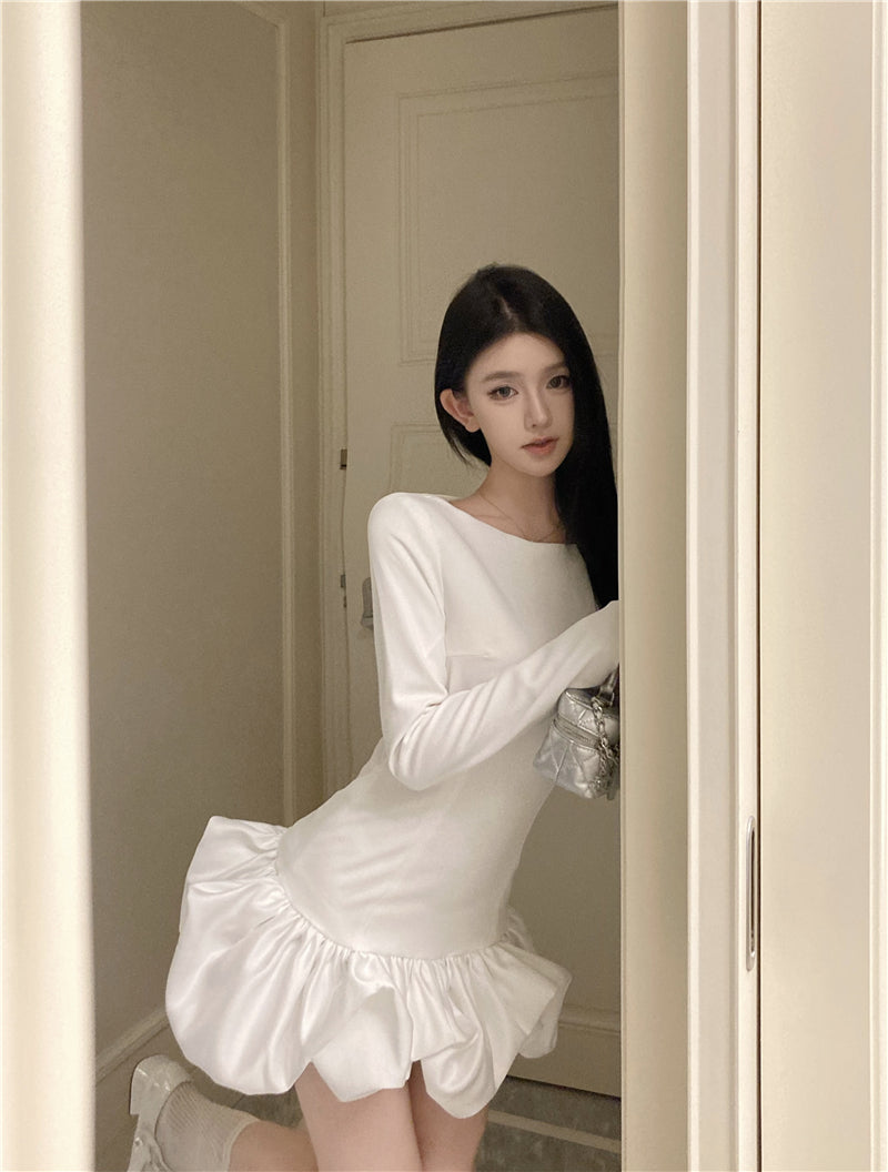 【dress】フランス風秋冬ギャザーワンピースG24226