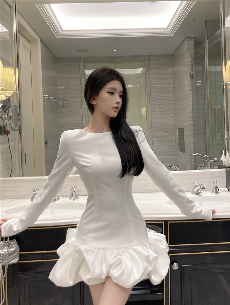 【dress】フランス風秋冬ギャザーワンピースG24226