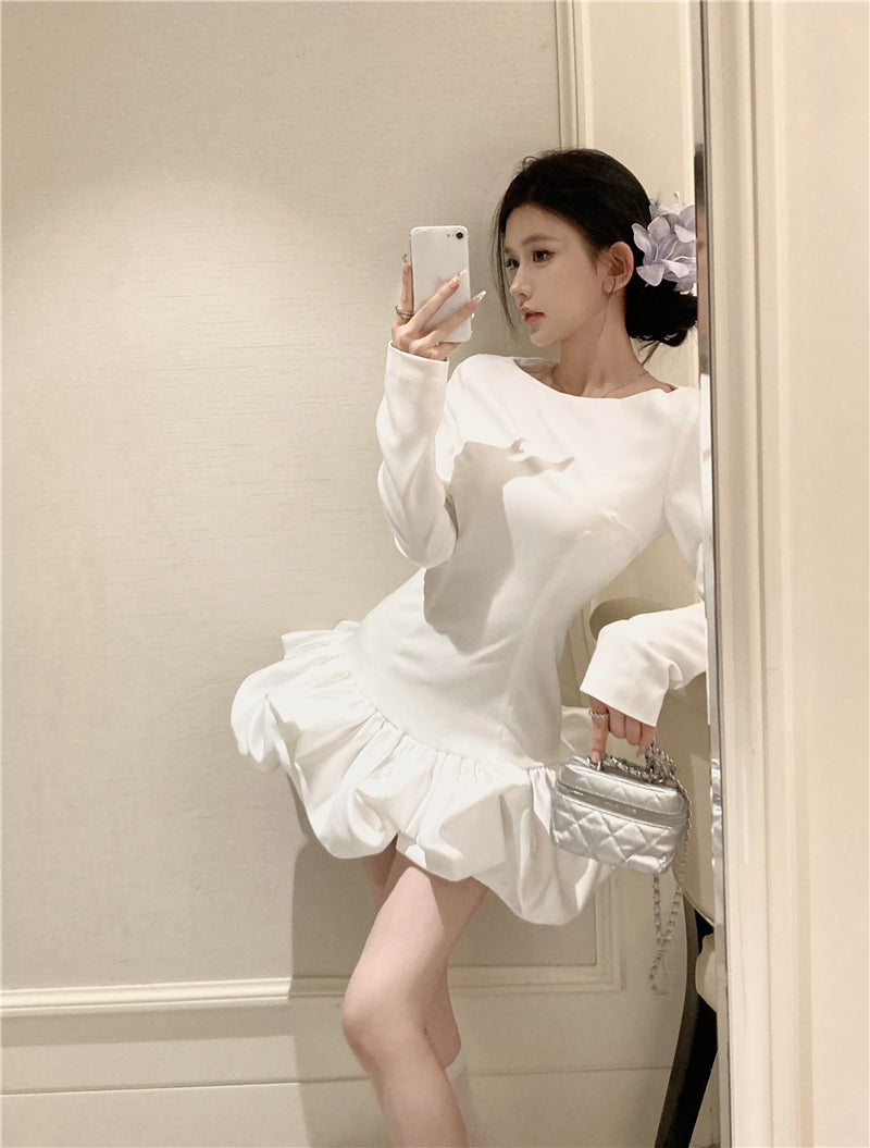 【dress】フランス風秋冬ギャザーワンピースG24226