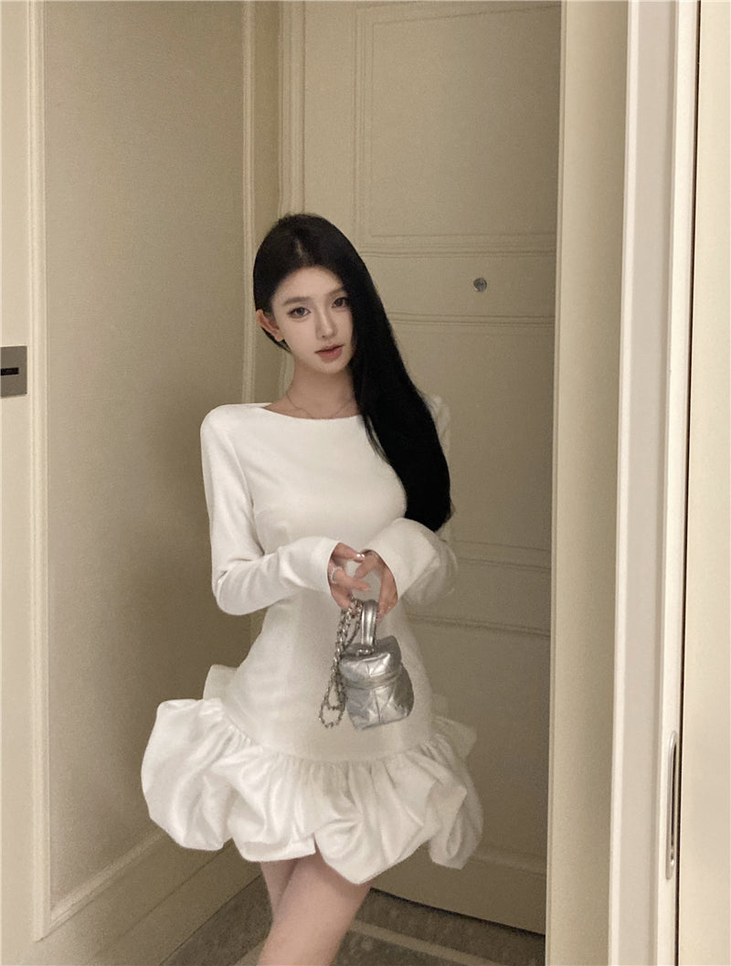 【dress】フランス風秋冬ギャザーワンピースG24226