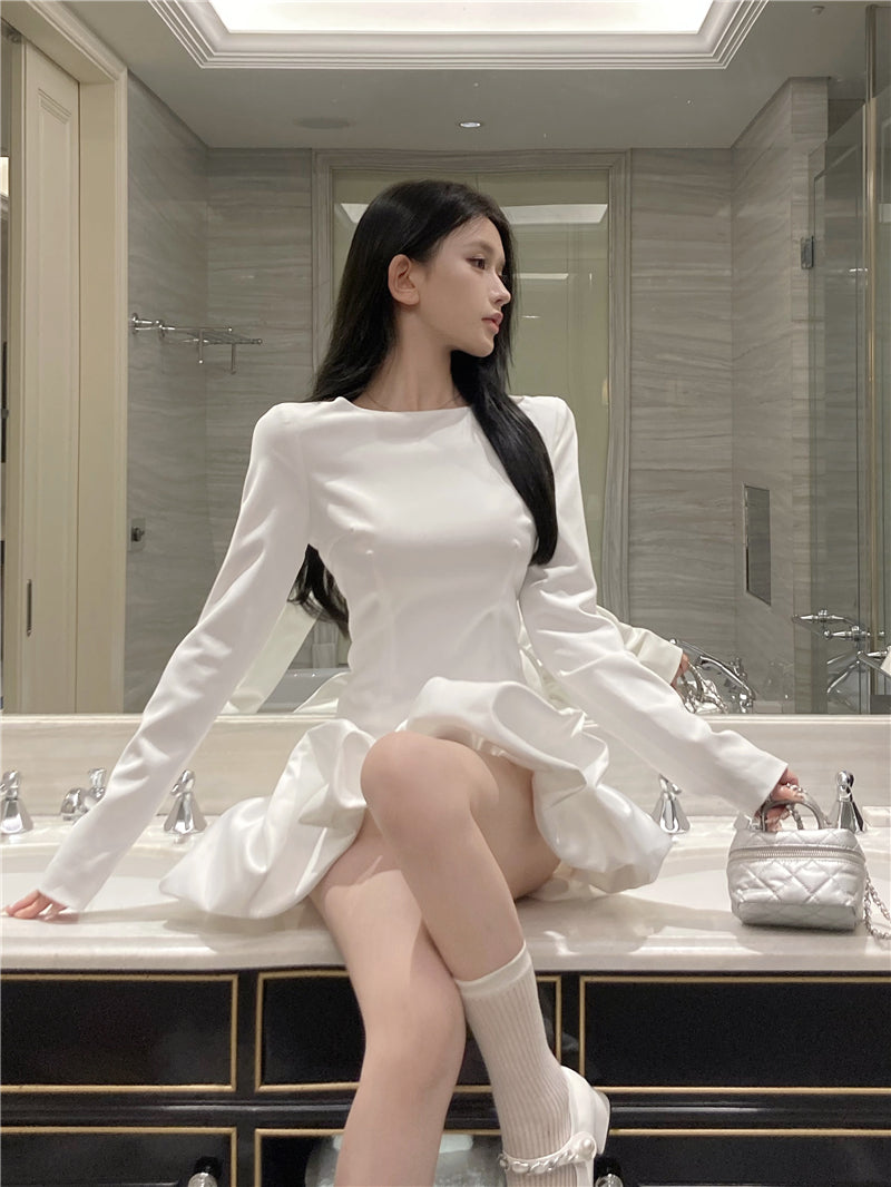 【dress】フランス風秋冬ギャザーワンピースG24226