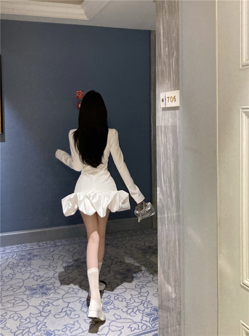 【dress】フランス風秋冬ギャザーワンピースG24226