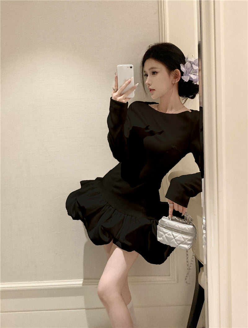 【dress】フランス風秋冬ギャザーワンピースG24226