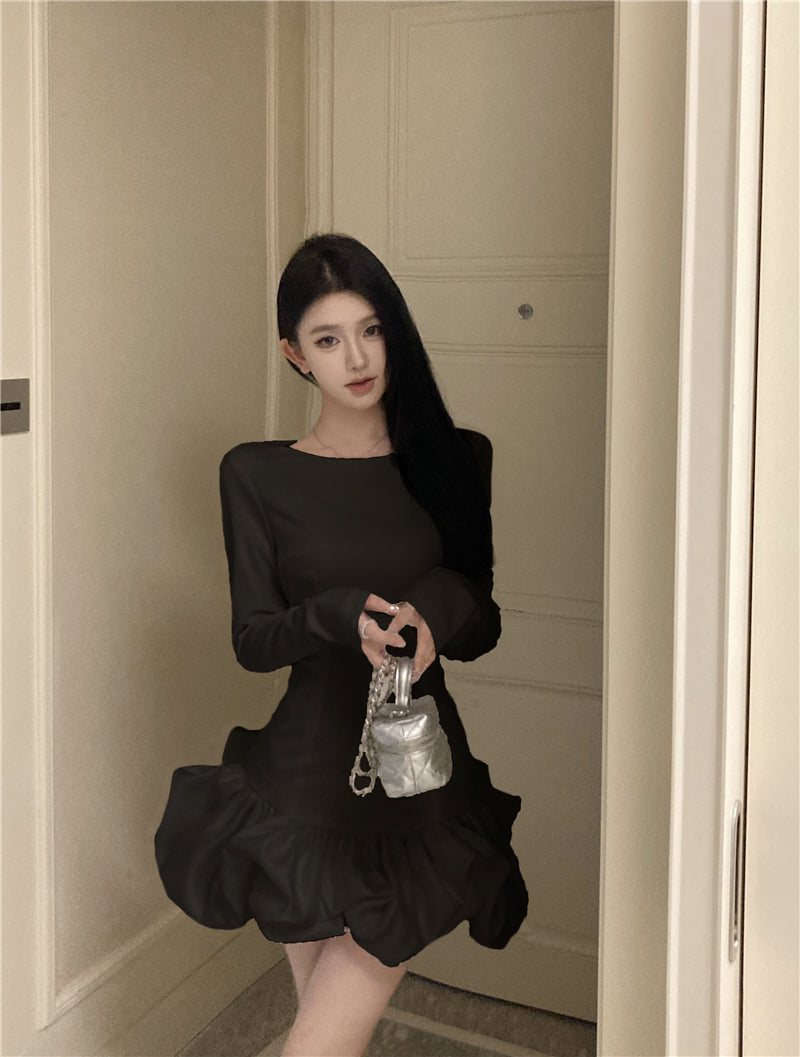 【dress】フランス風秋冬ギャザーワンピースG24226