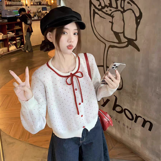 【outer】リボンニットカーディガンG24235