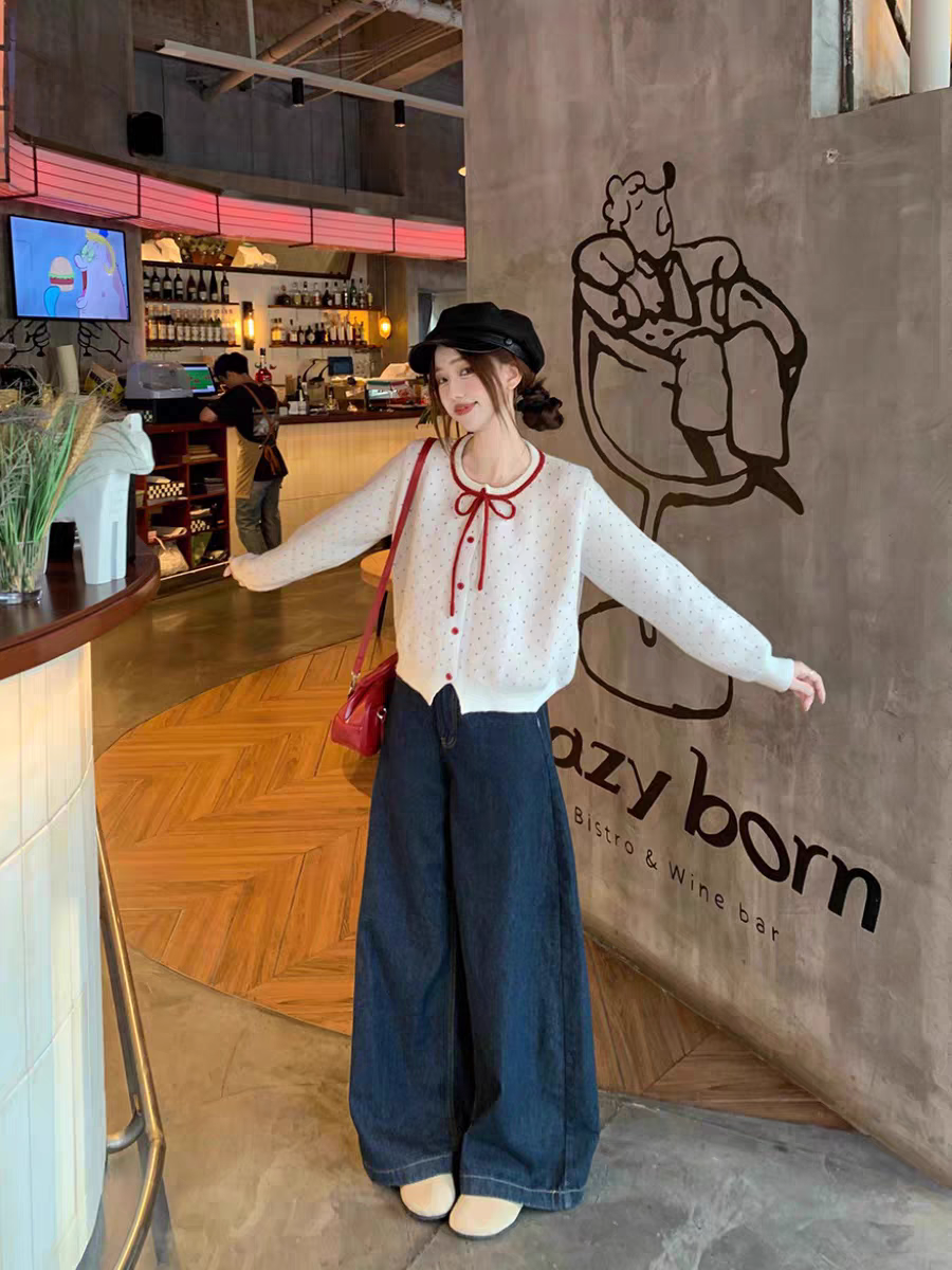 【outer】リボンニットカーディガンG24235