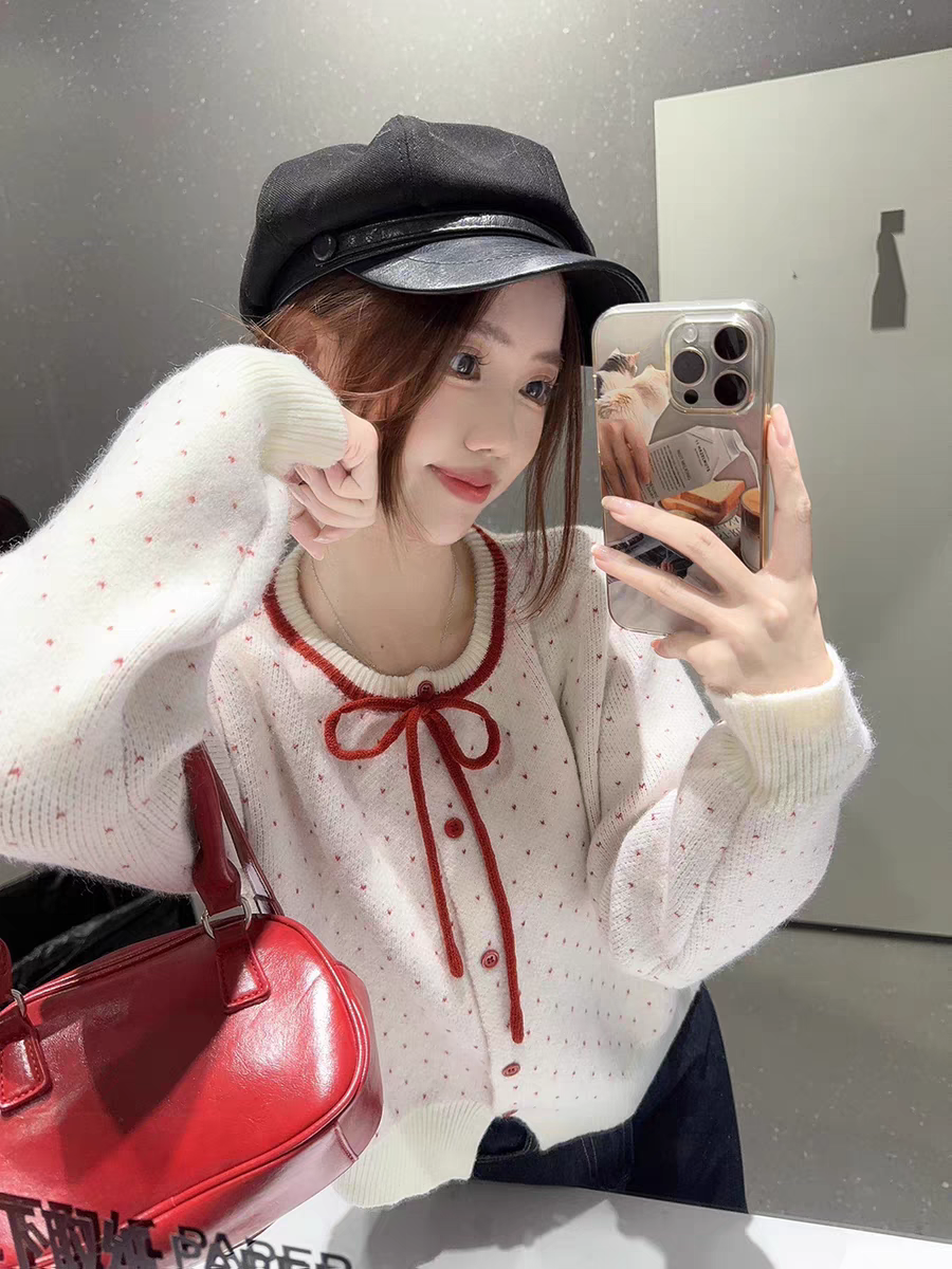 【outer】リボンニットカーディガンG24235