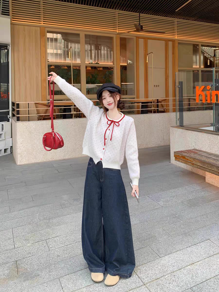 【outer】リボンニットカーディガンG24235