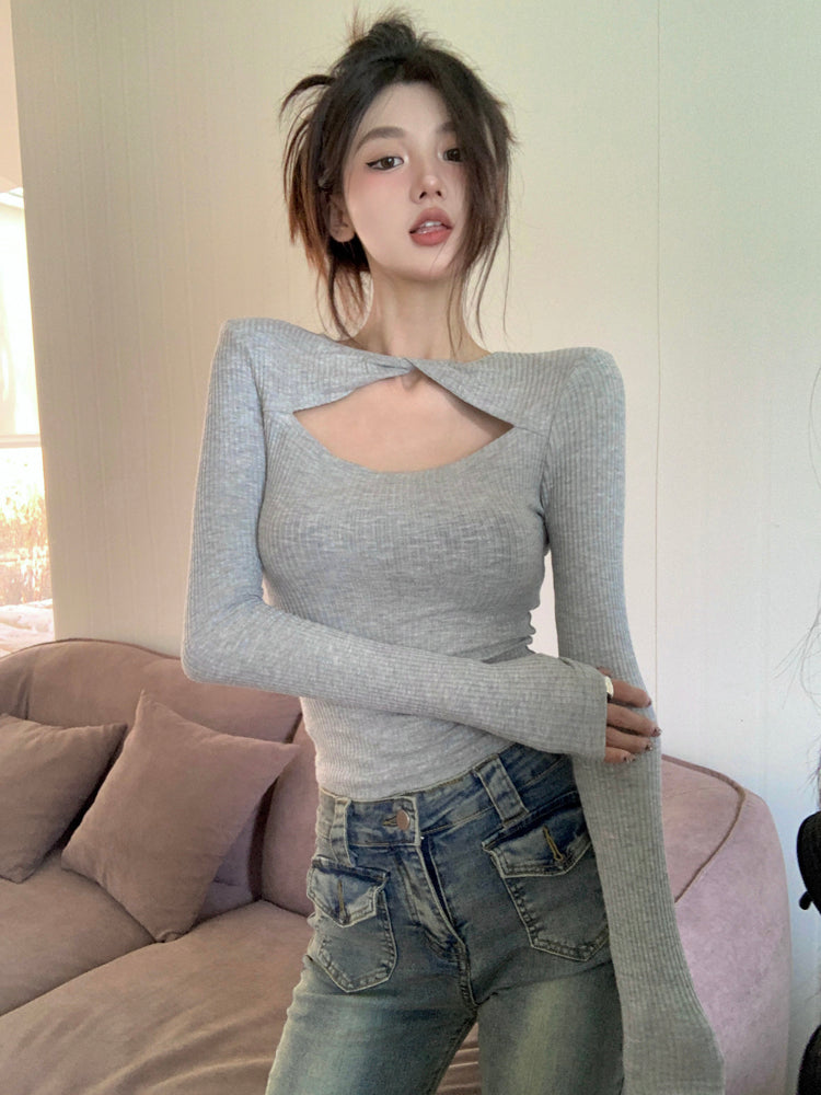 【tops】透かし彫り長袖TシャツG24238