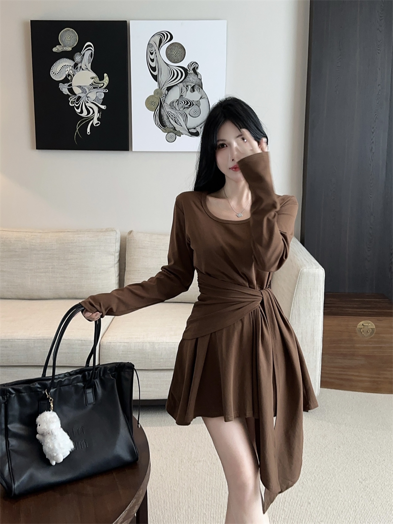 【dress】ラウンドネック切り替えワンピースG24241