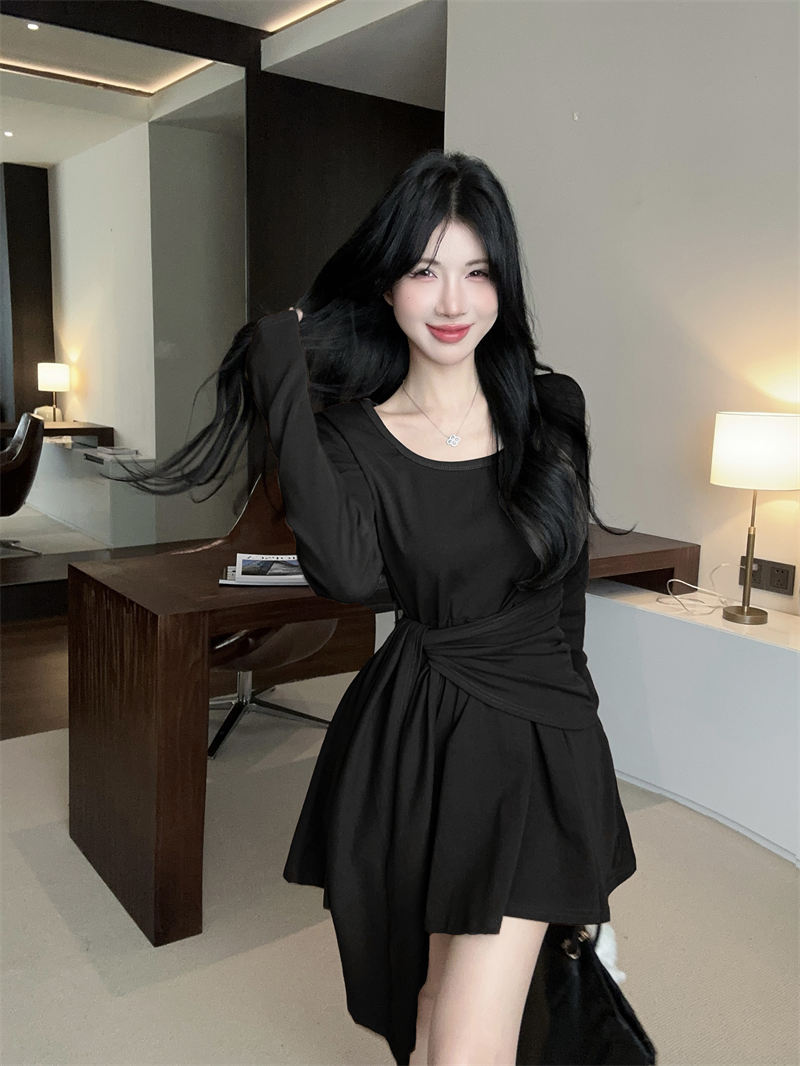 【dress】ラウンドネック切り替えワンピースG24241