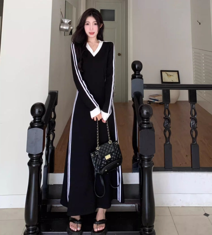 【dress】Vネック体型カバーワンピースG24242