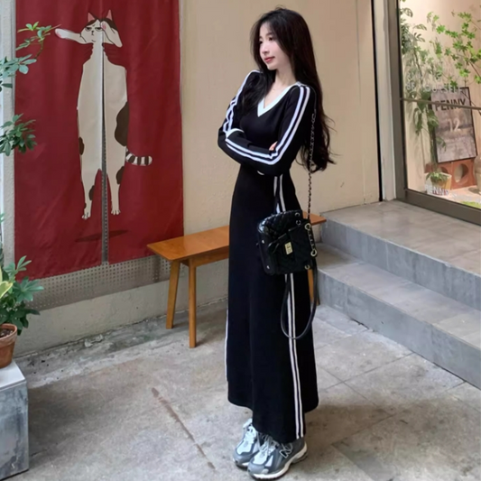 【dress】Vネック体型カバーワンピースG24242