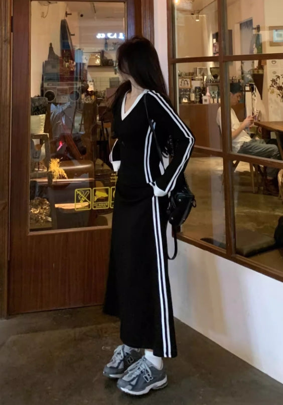 【dress】Vネック体型カバーワンピースG24242