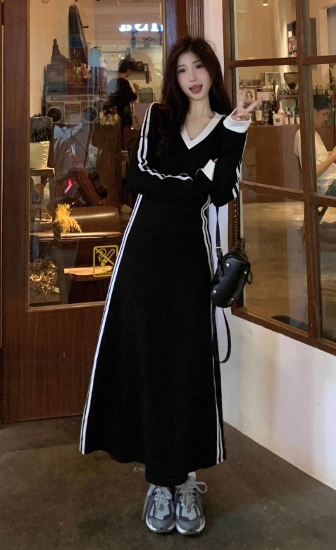 【dress】Vネック体型カバーワンピースG24242