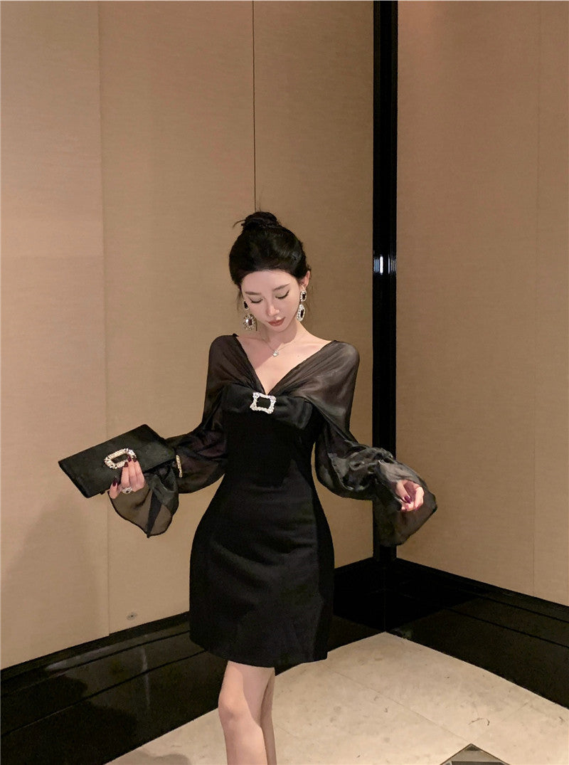 【dress】VネックフレアスリーブワンピースG24250