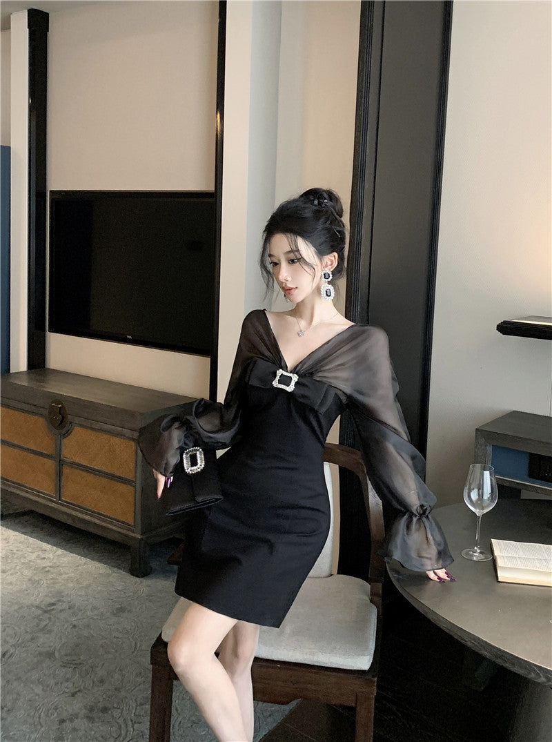 【dress】VネックフレアスリーブワンピースG24250