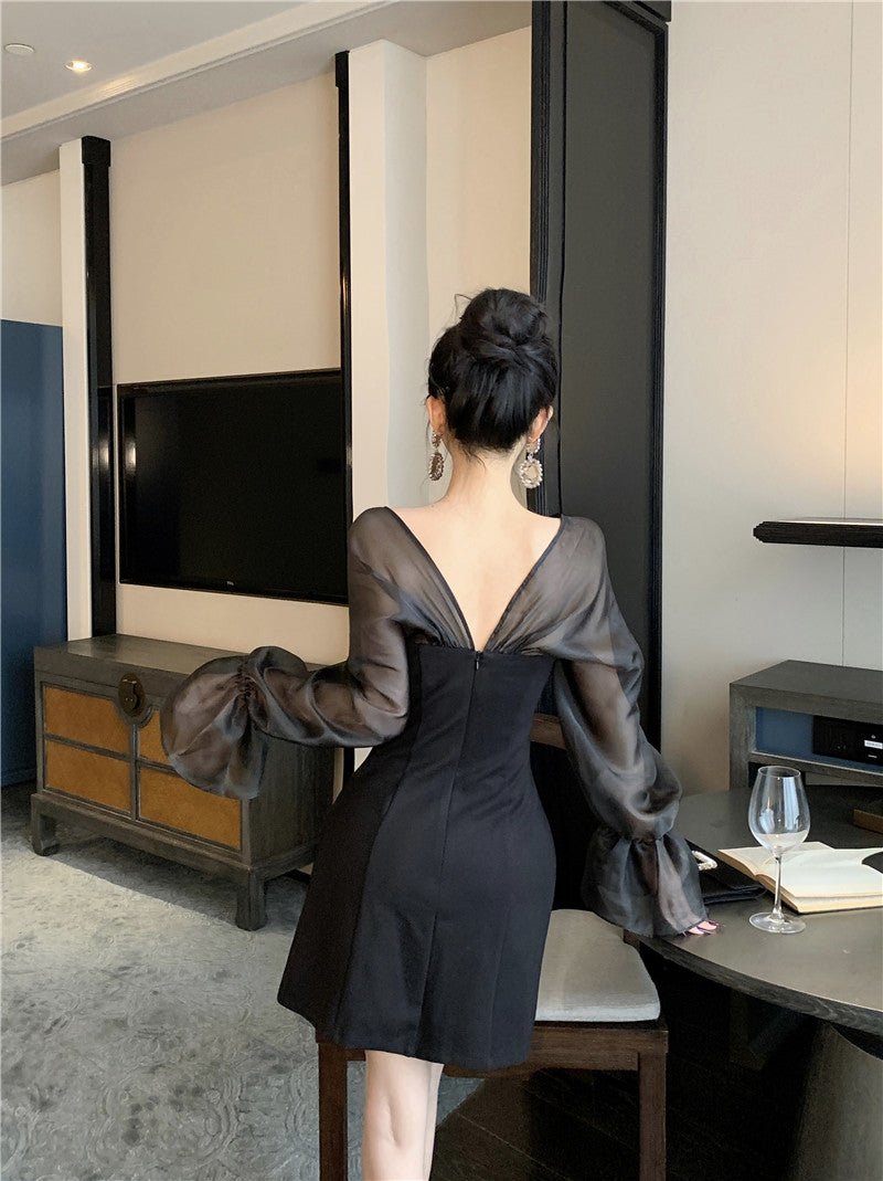 【dress】VネックフレアスリーブワンピースG24250