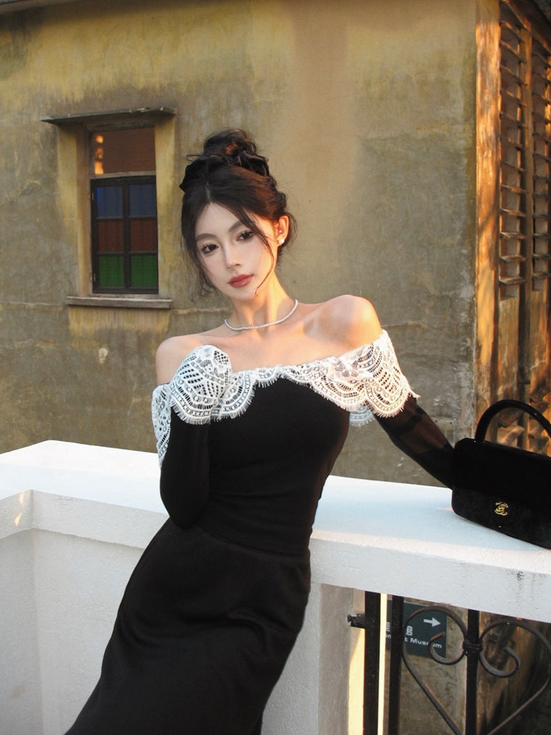 【tops】レースオフショルダーTシャツG24258