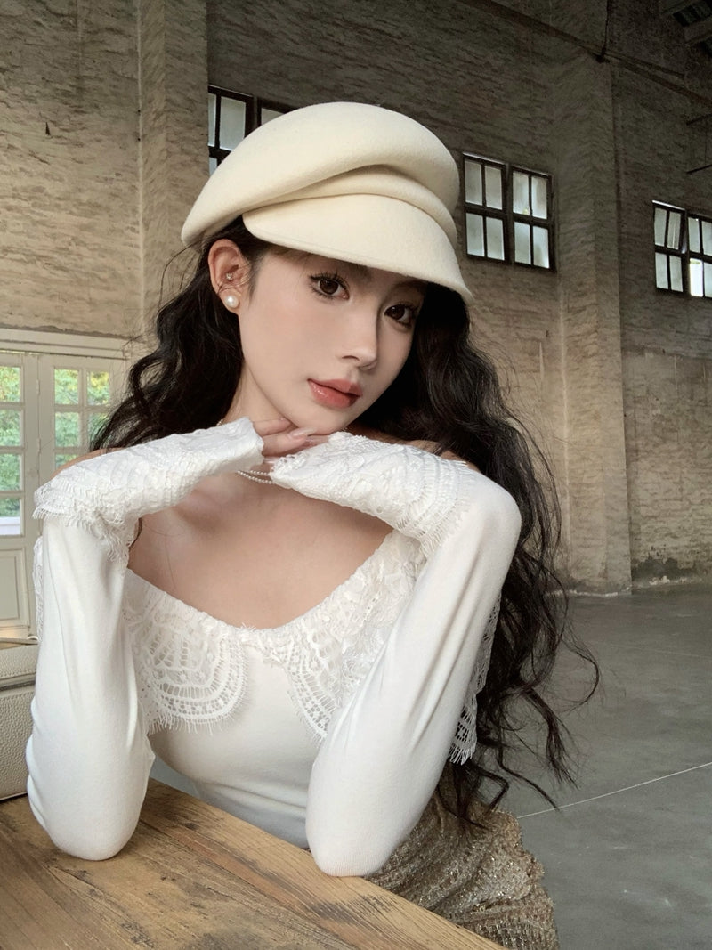 【tops】レースオフショルダーTシャツG24258