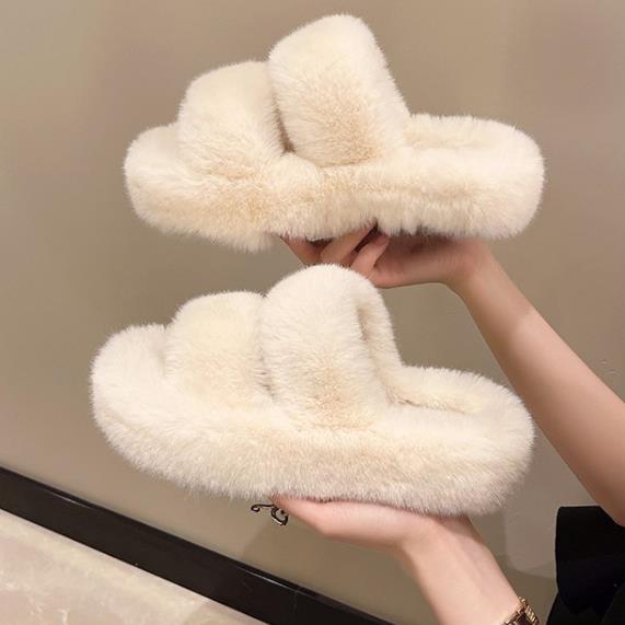 【shoes】3色ファースリッパF8355