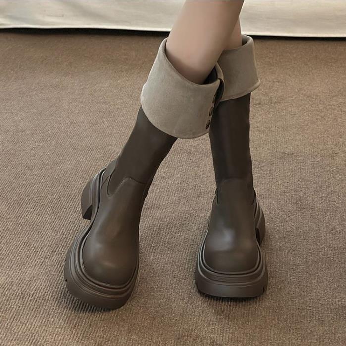 【shoes】2色厚底ブーツF8356