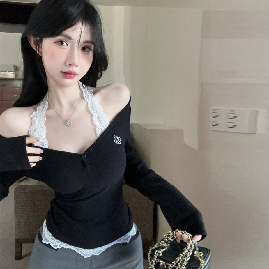 【tops】ホルターネックニットTシャツG24263