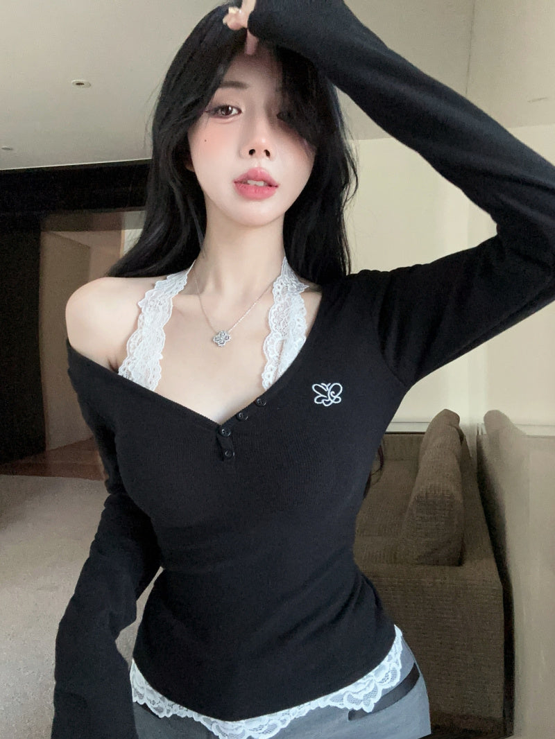 【tops】ホルターネックニットTシャツG24263