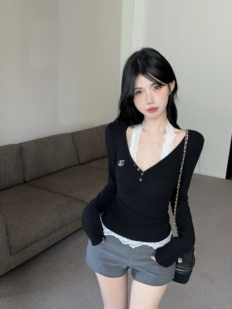 【tops】ホルターネックニットTシャツG24263