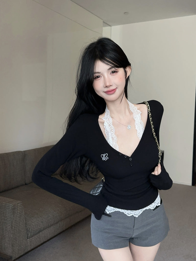 【tops】ホルターネックニットTシャツG24263