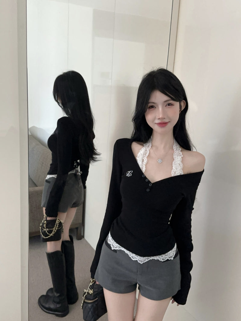 【tops】ホルターネックニットTシャツG24263
