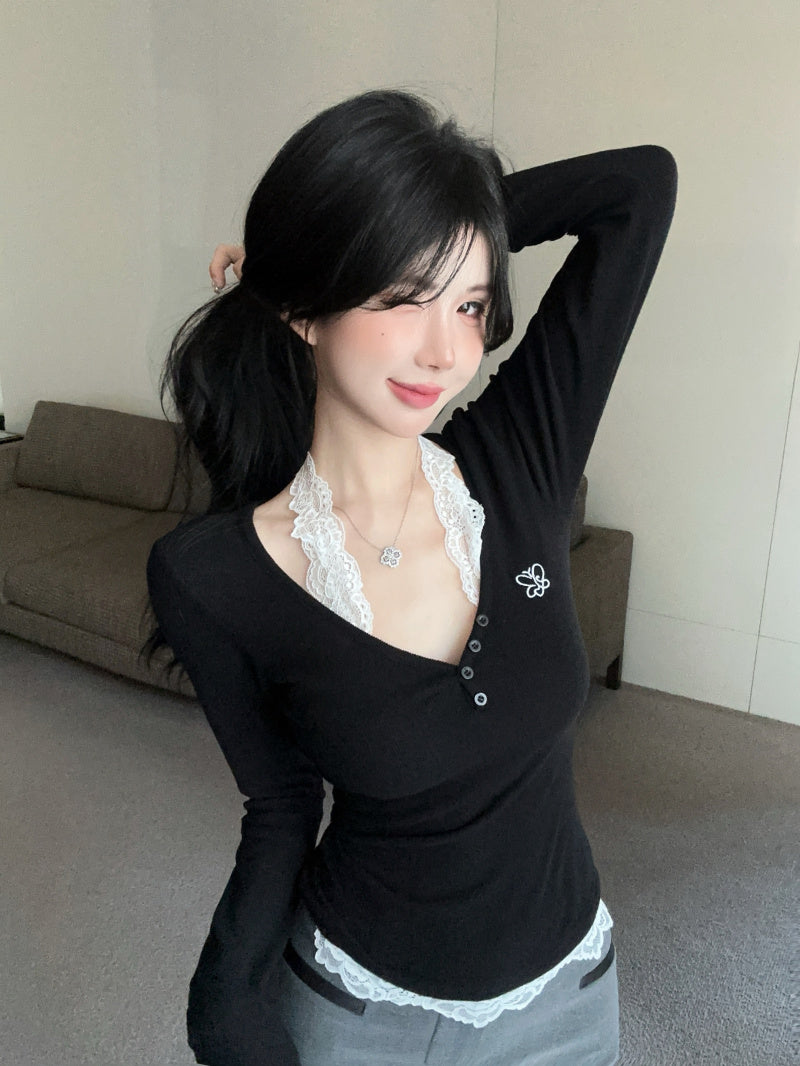 【tops】ホルターネックニットTシャツG24263