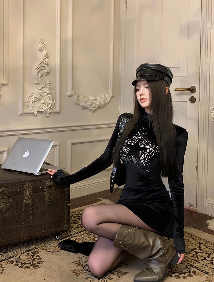 【dress】星柄ギャル体型カバーワンピースG24268