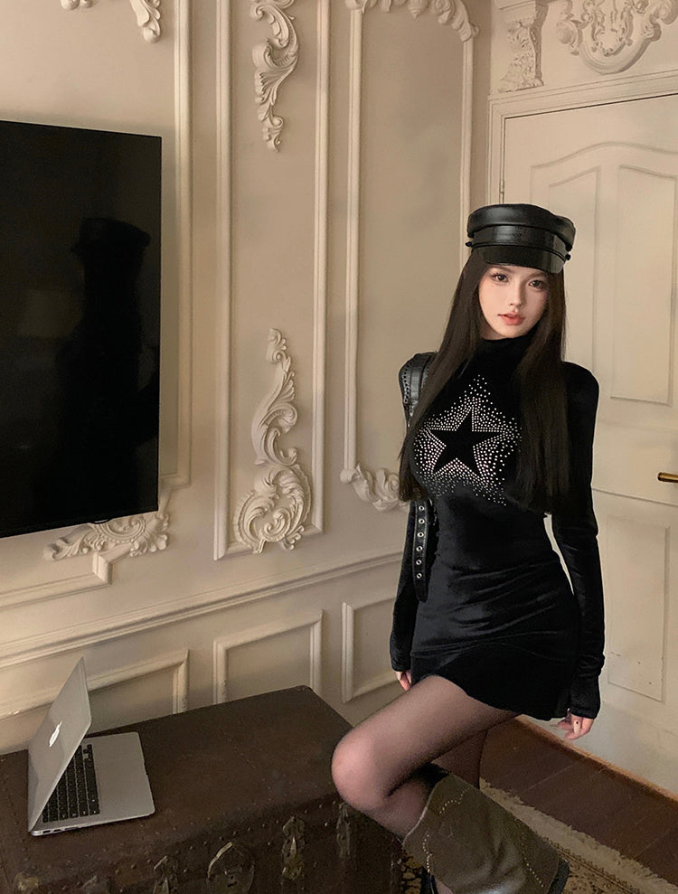 【dress】星柄ギャル体型カバーワンピースG24268