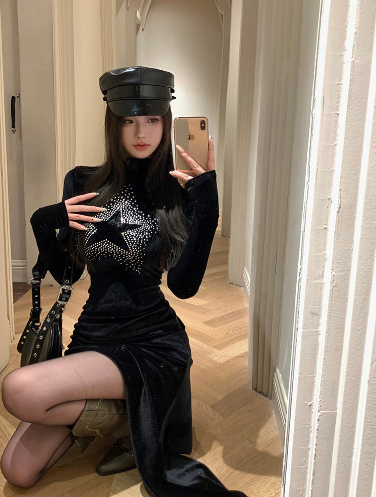 【dress】星柄ギャル体型カバーワンピースG24268