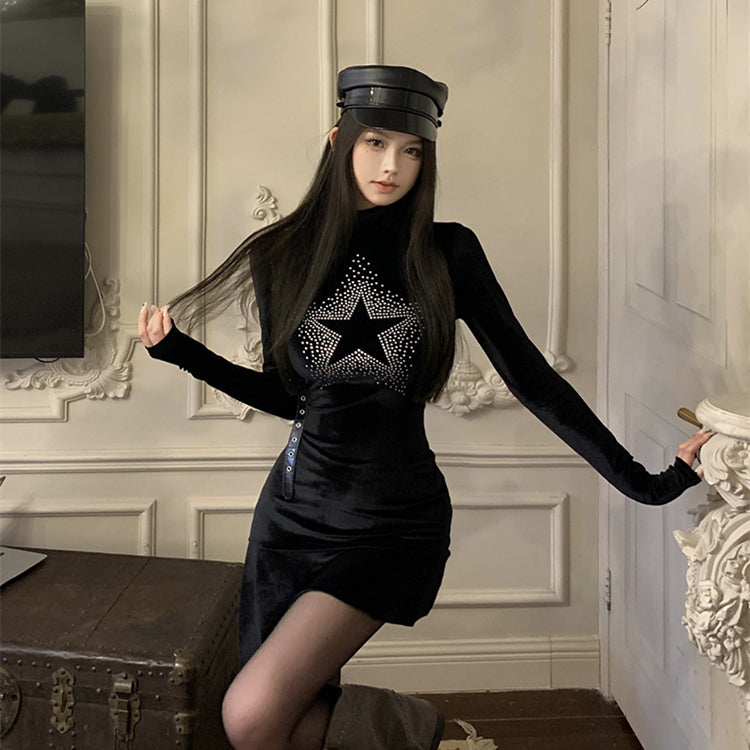 【dress】星柄ギャル体型カバーワンピースG24268