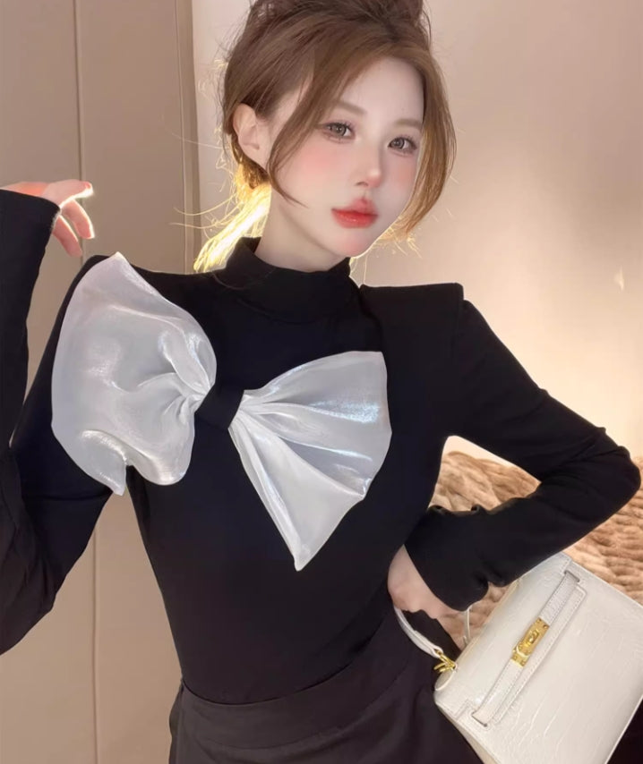 【tops】秋冬リボン長袖TシャツG24269