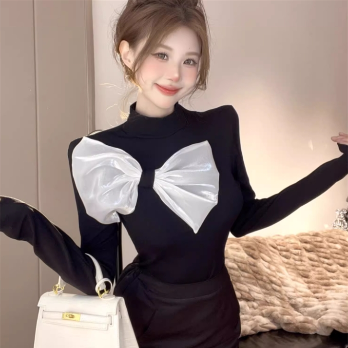 【tops】秋冬リボン長袖TシャツG24269