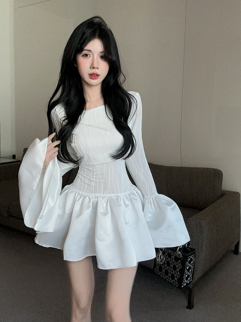 【dress】秋冬体型カバーフリルワンピースG24273