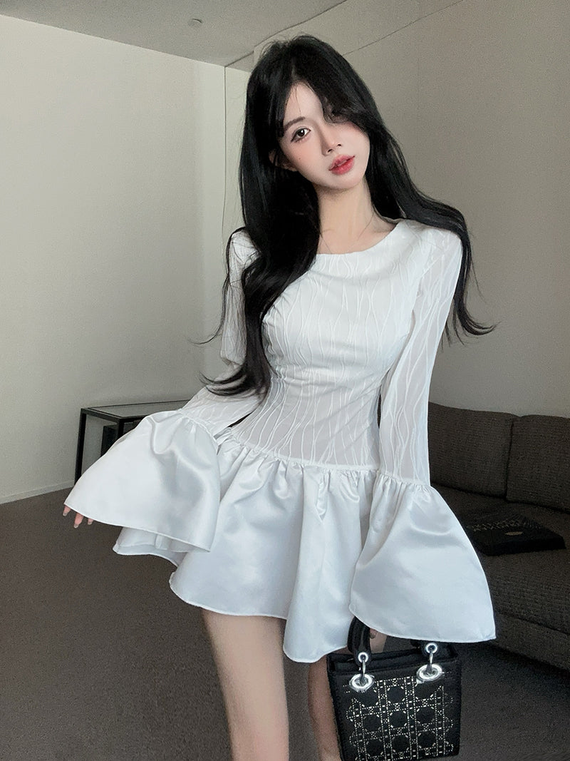 【dress】秋冬体型カバーフリルワンピースG24273