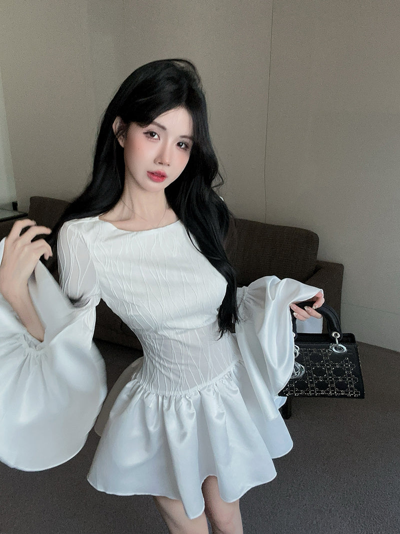 【dress】秋冬体型カバーフリルワンピースG24273