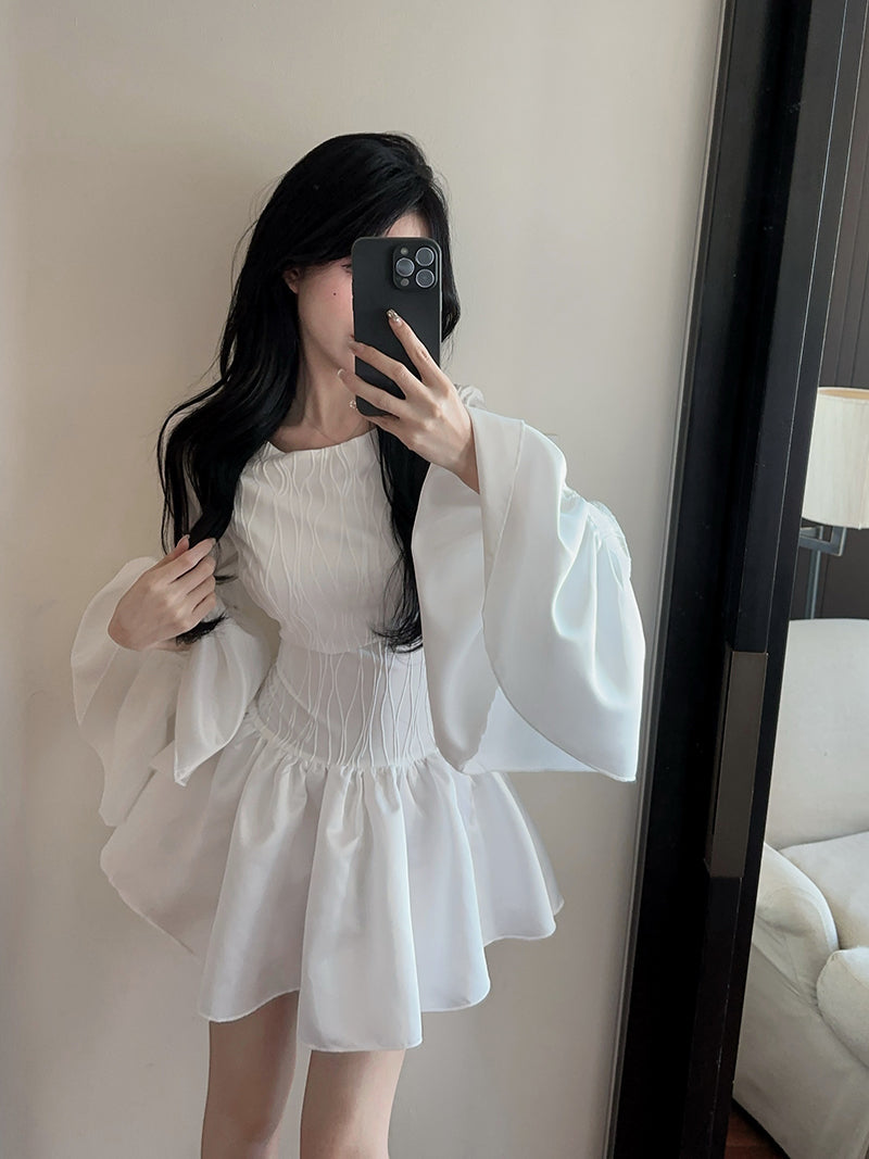 【dress】秋冬体型カバーフリルワンピースG24273