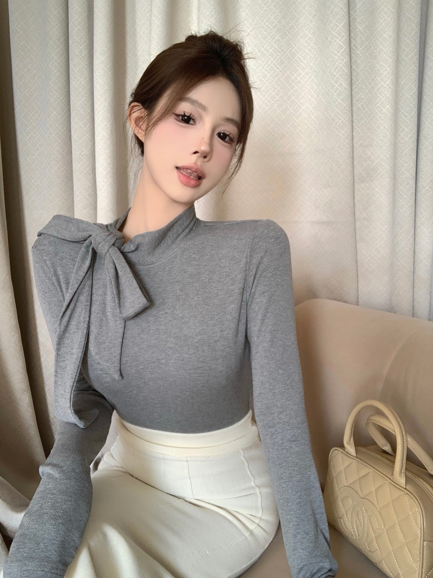 【tops】リボン長袖TシャツG24282