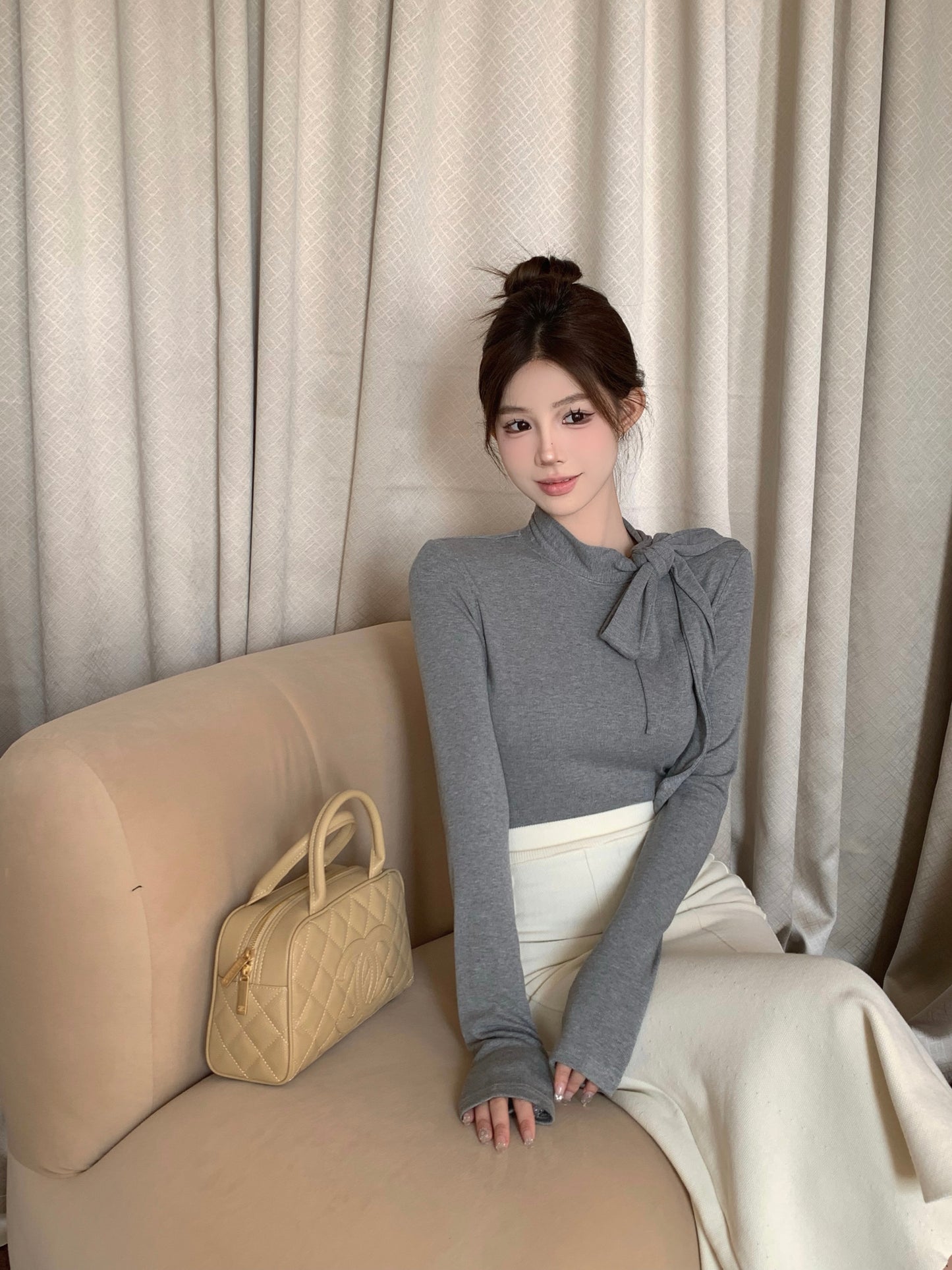 【tops】リボン長袖TシャツG24282