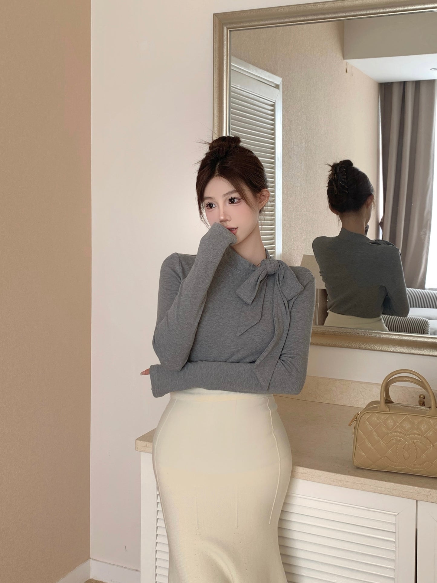 【tops】リボン長袖TシャツG24282