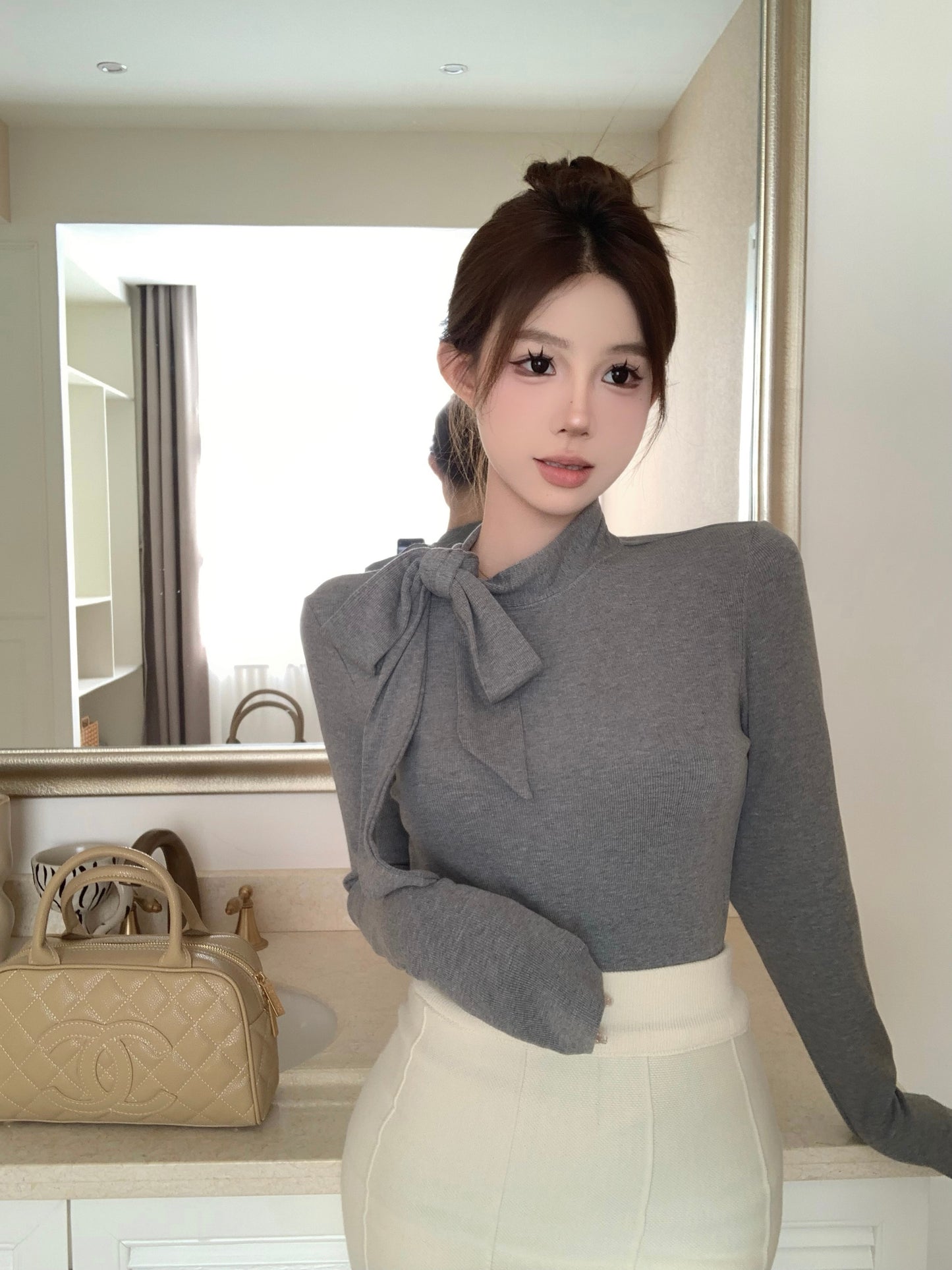 【tops】リボン長袖TシャツG24282